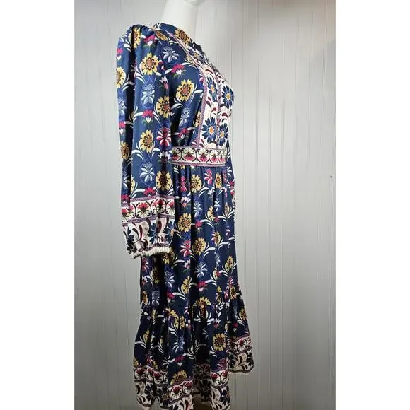 Untuckit Flora Dress Women's Size M EUC Cottage Bohemian Navy Floral - Picture 5 of 13